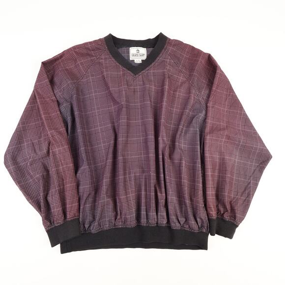 Munsingwear Penguin Grand Slam Mens XL Pullover V-Neck Golf Jacket Purple Check - Picture 1 of 11